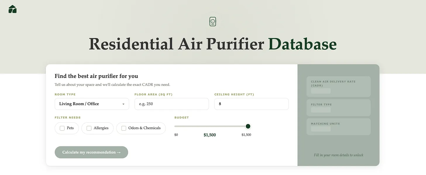 Residential air purifier on hardwood floor